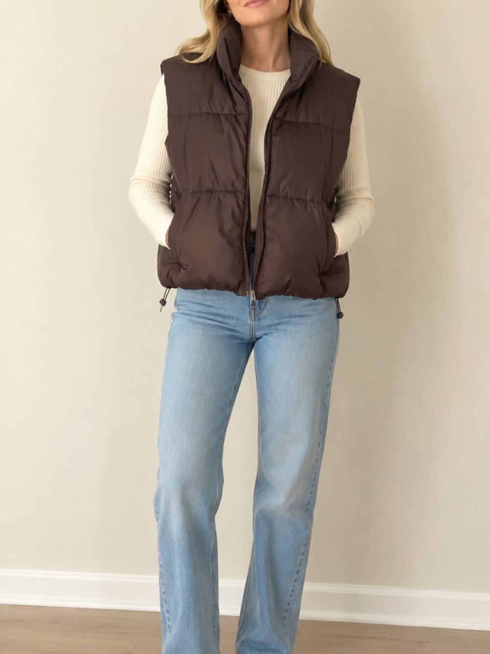 Brown Puffer Vest - Women Jackets & Coats